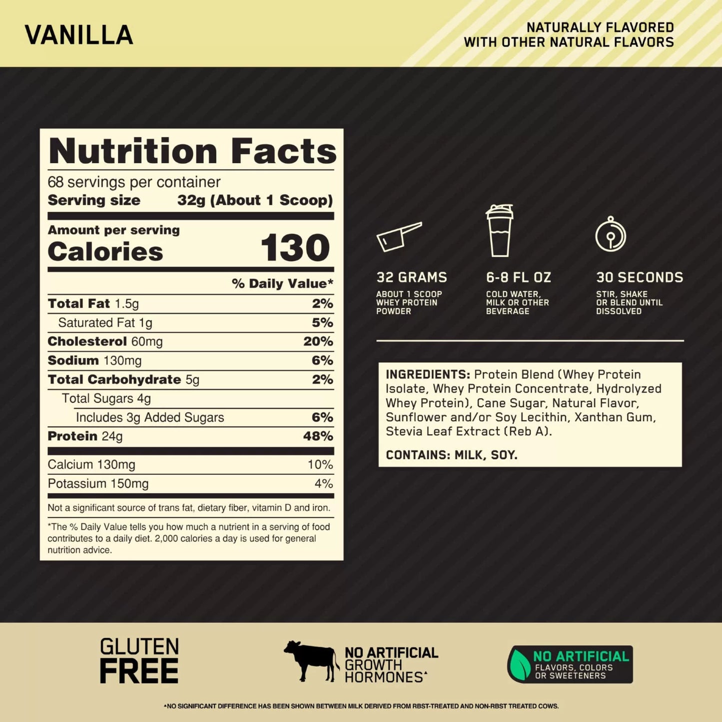 GOLD STANDARD 100% WHEY VAINILLA· 4.8 LB NATURALLY FLAVORED